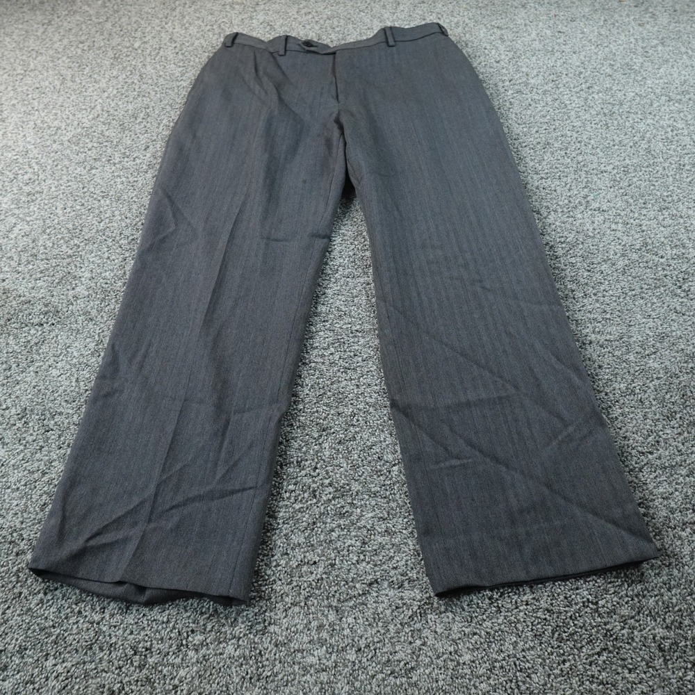 Nautica‎ Pants Mens 36X30 Gray Wool Chino Dress Trouser Flat Front Herringbone